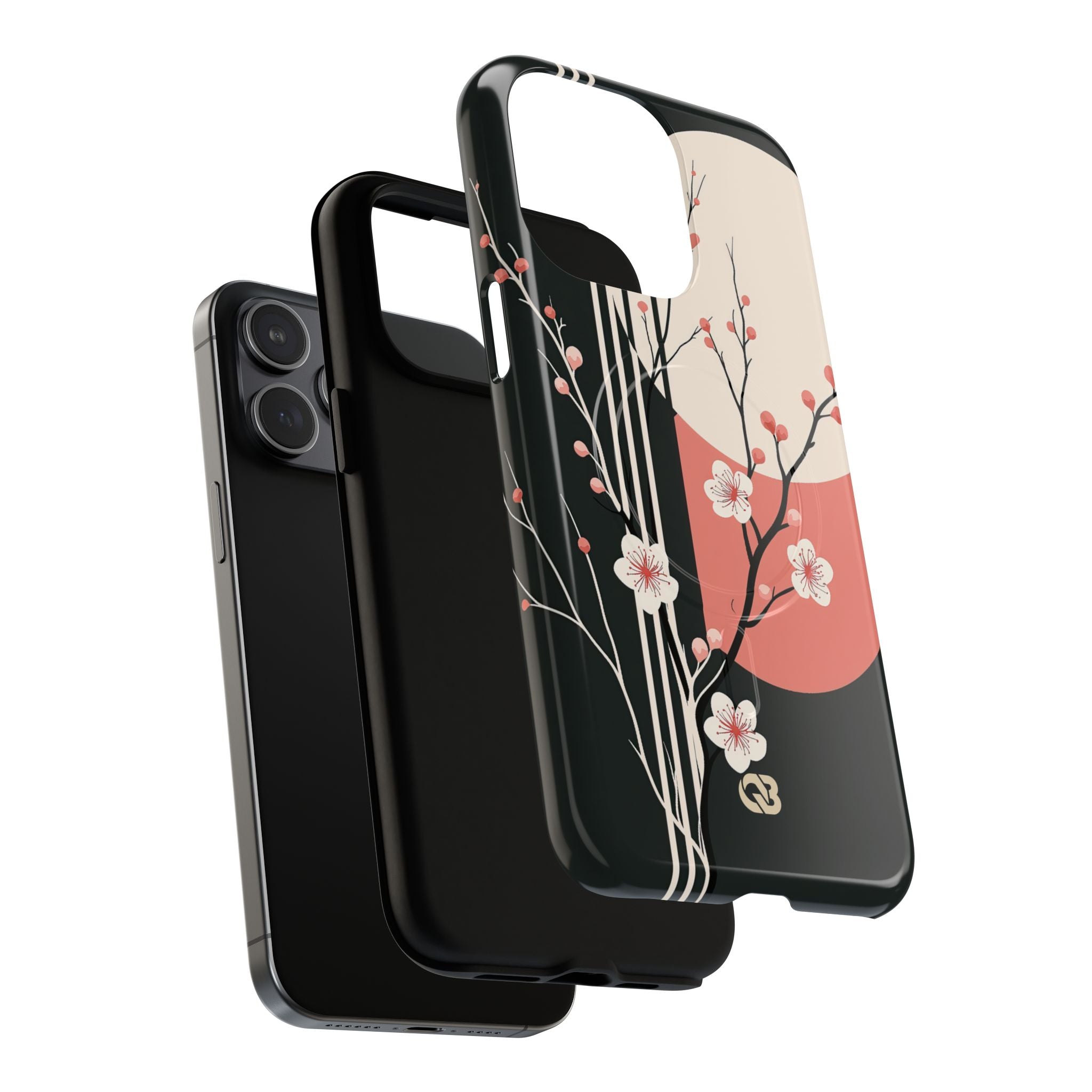 Black Tough 2.0 Magsafe Phone Case for iPhone - Kyoto Midnight Blossom