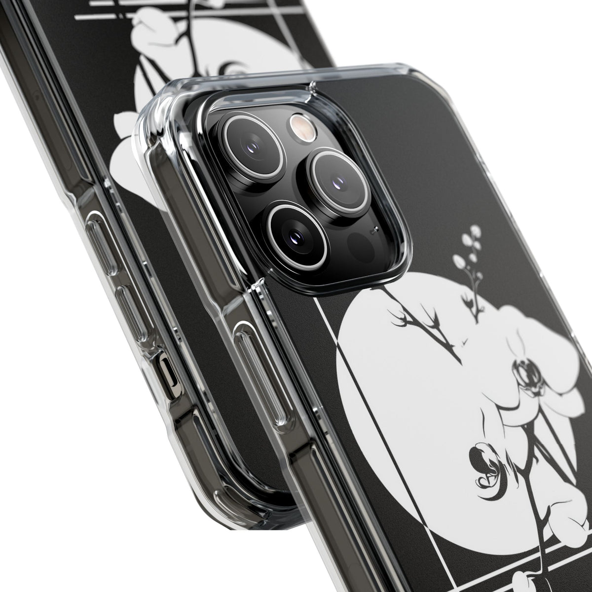 Nocturne Orchid Bloom · Clear Impact Magnetic Phone Case for iPhone ·  Black