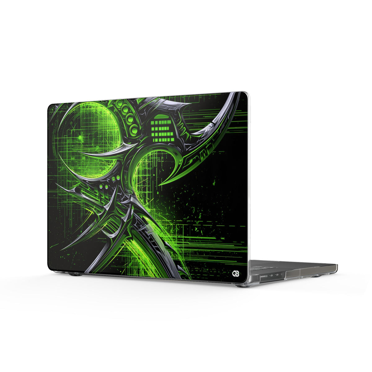 Cyber Sigil Grid · Clear Hard Case for MacBook · Green