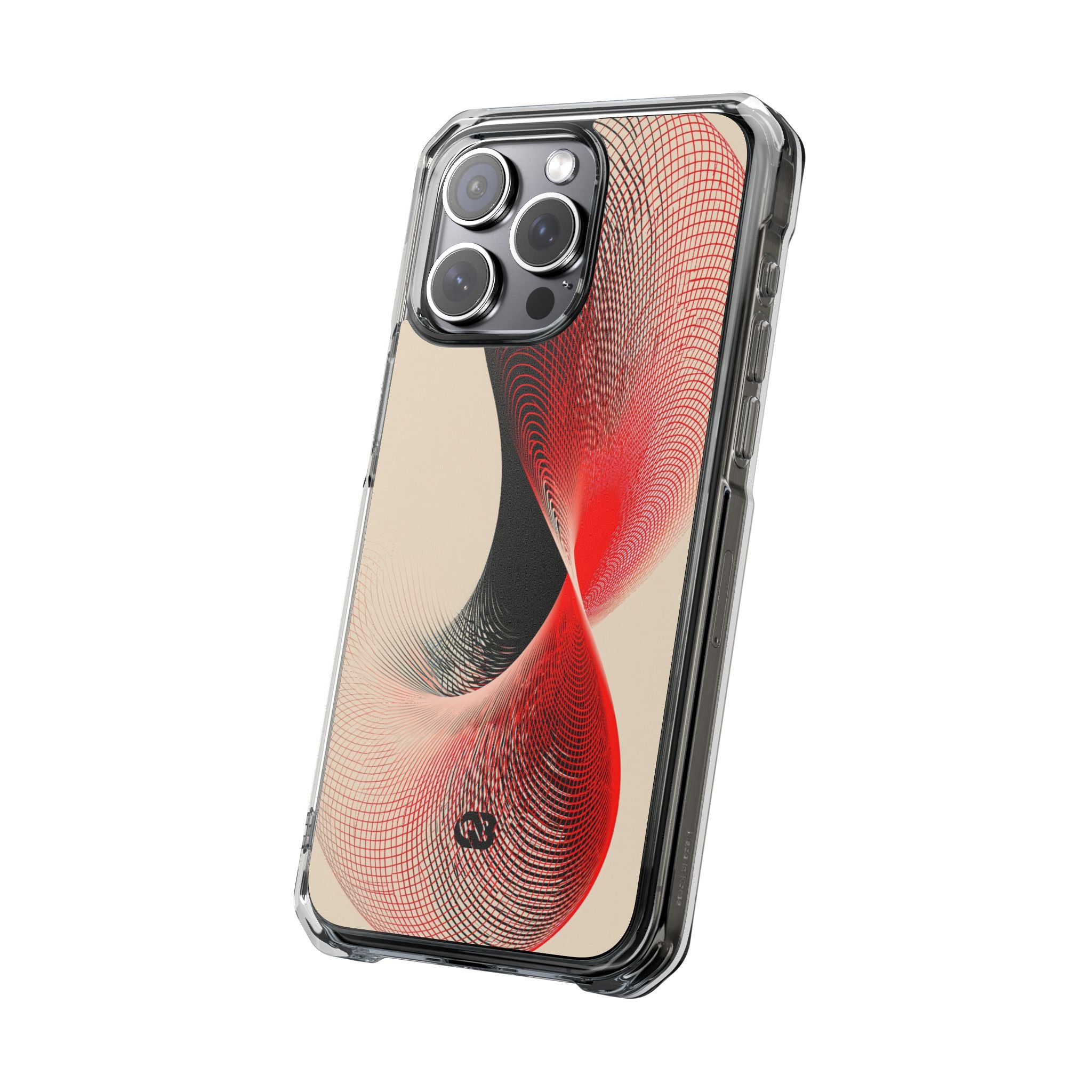Red Impact MagSafe Phone Case for iPhone - Crimson Grid Vortex