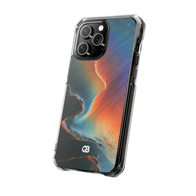 Prismatic Aura Shift · Clear Impact Magnetic Phone Case for iPhone · Blue