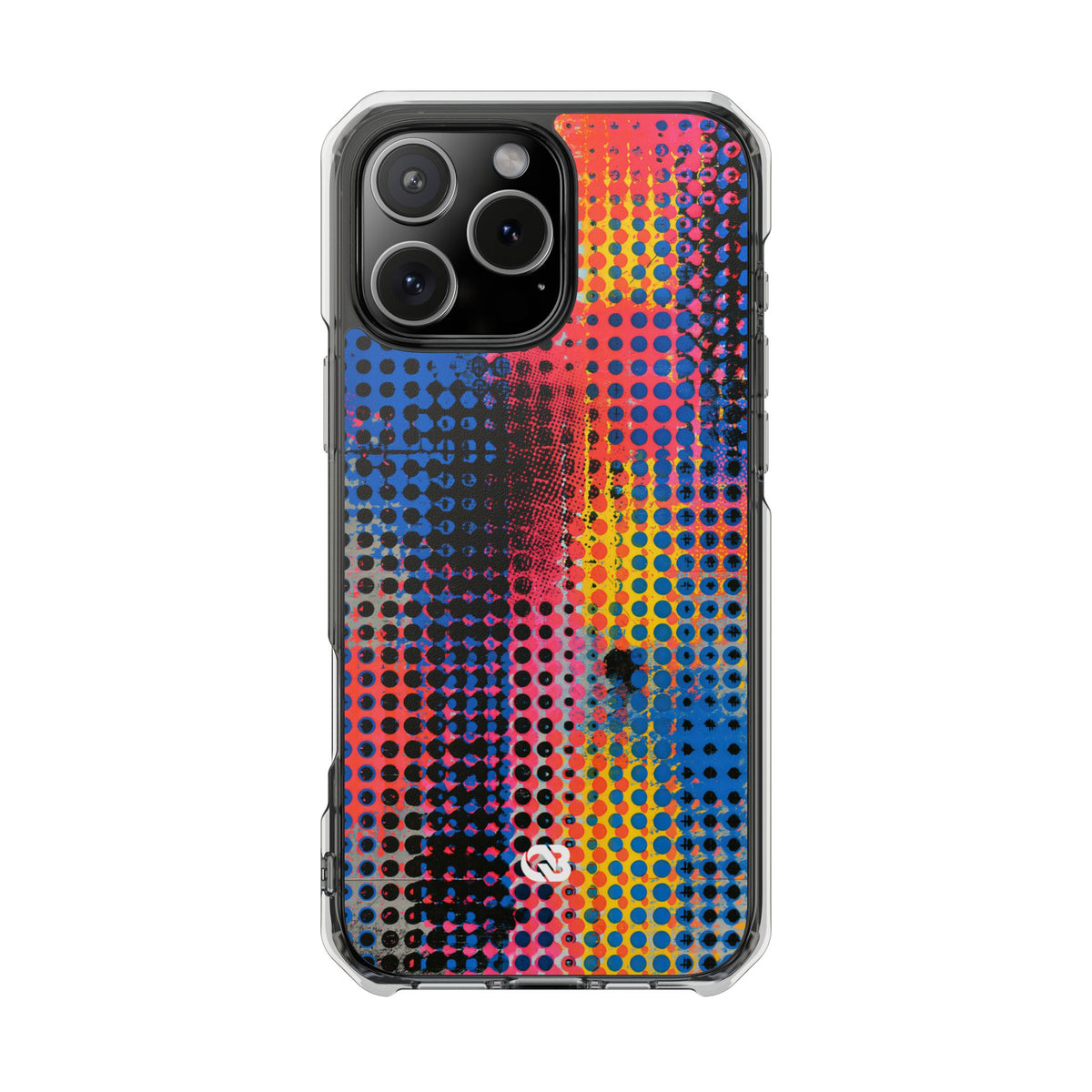 Chromatic Halftone Grid · Clear Impact Magnetic Phone Case for iPhone ·  Blue