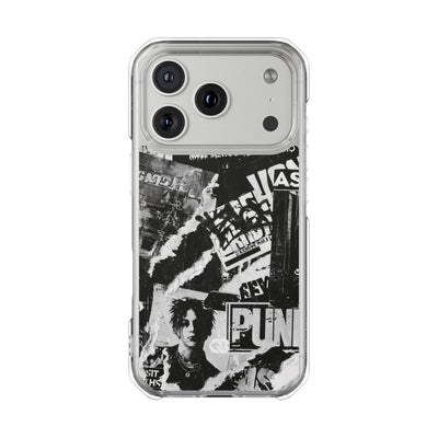 Underground Punk Collage · Clear Impact Magnetic Phone Case for iPhone · Black