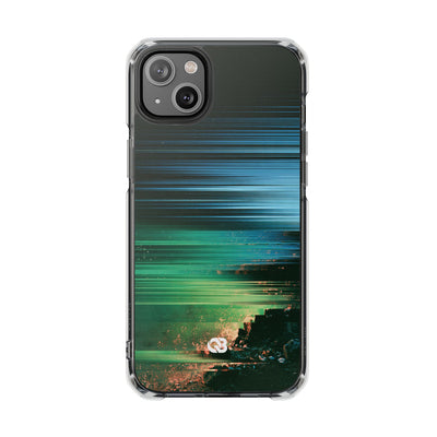 Digital Shoreline Drift · Clear Impact Magnetic Phone Case for iPhone ·  Teal