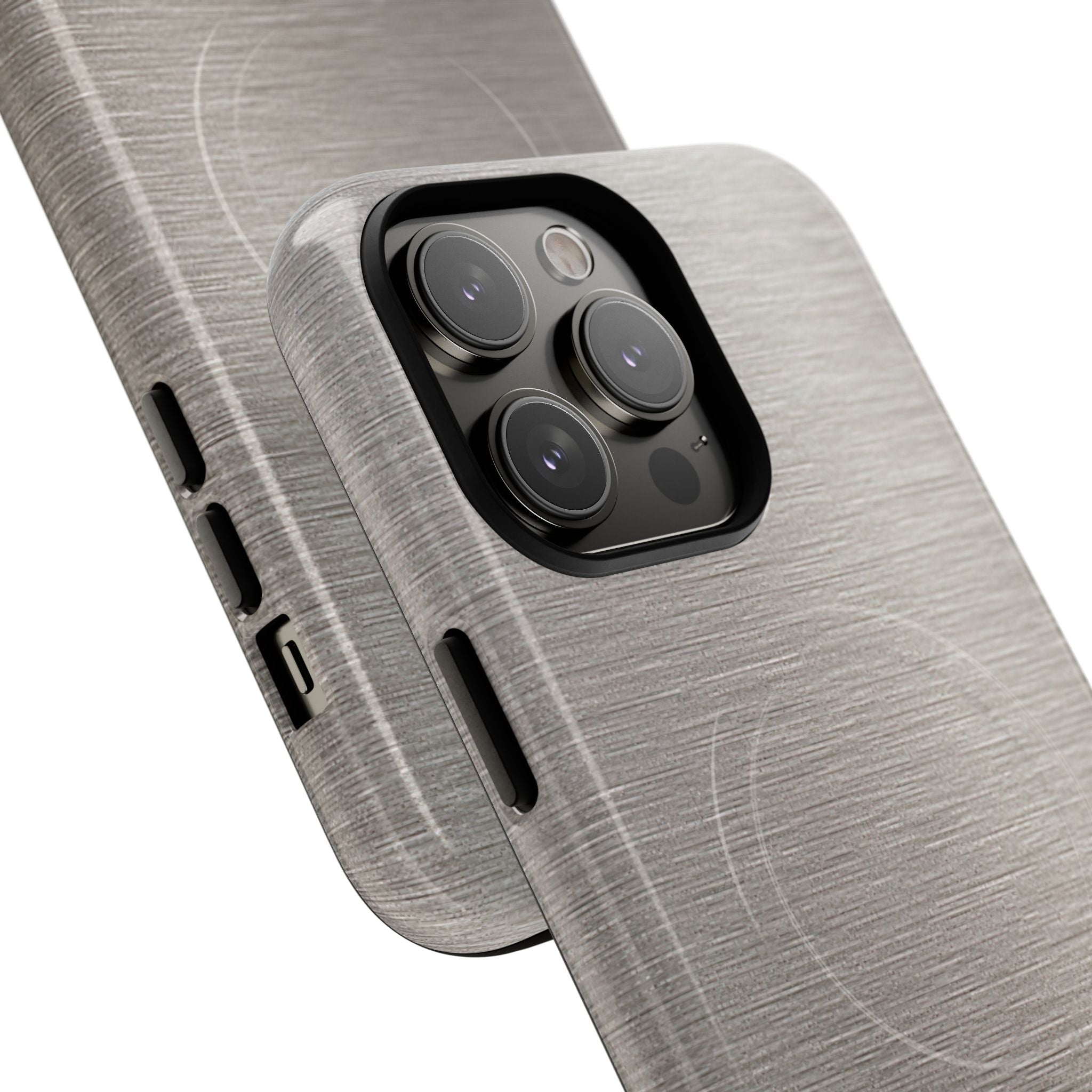 Grey Tough 2.0 Magsafe Phone Case for iPhone - Brushed Nickel Linen
