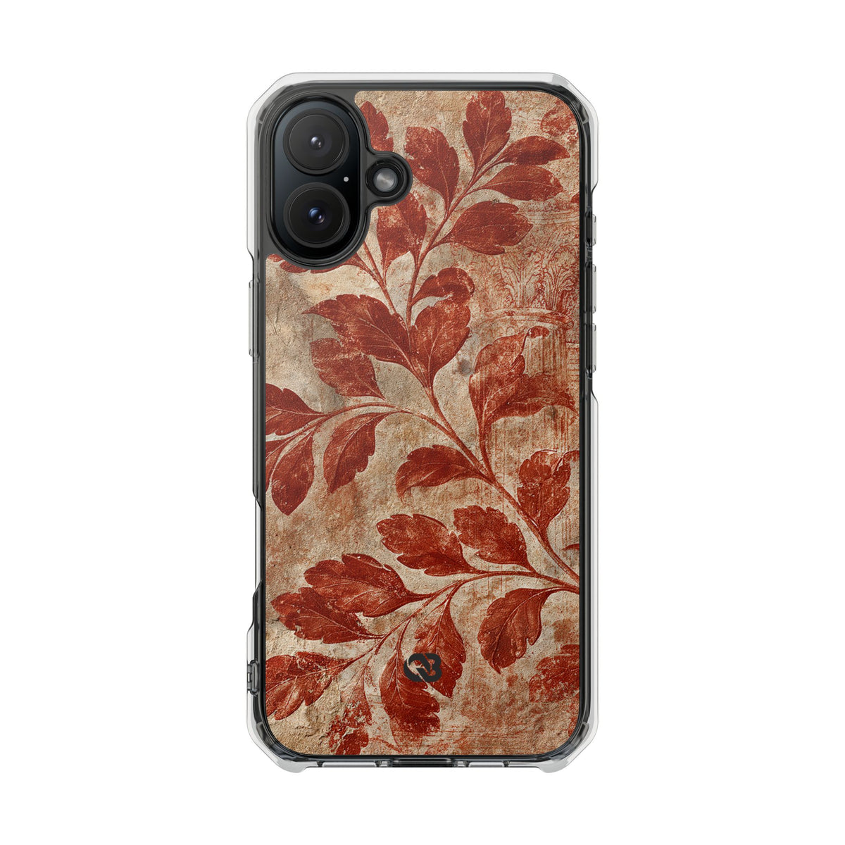 Terracotta Botanical Fresco · Clear Impact Magnetic Phone Case for iPhone · Red