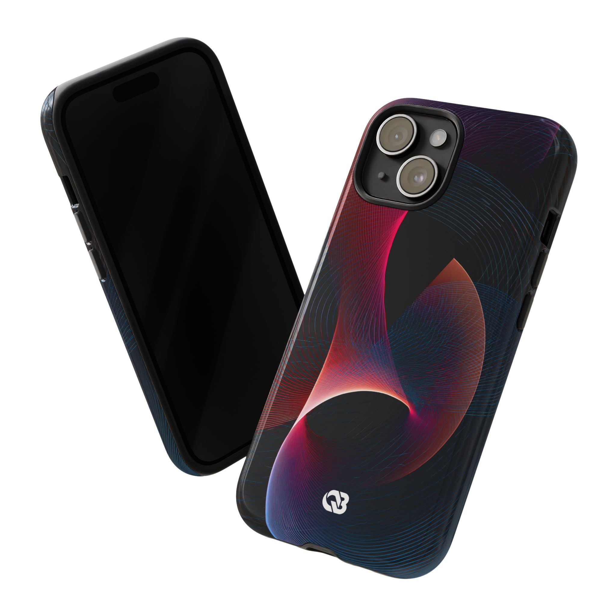 Black Tough Phone Case for iPhone - Cobalt Crimson Flux