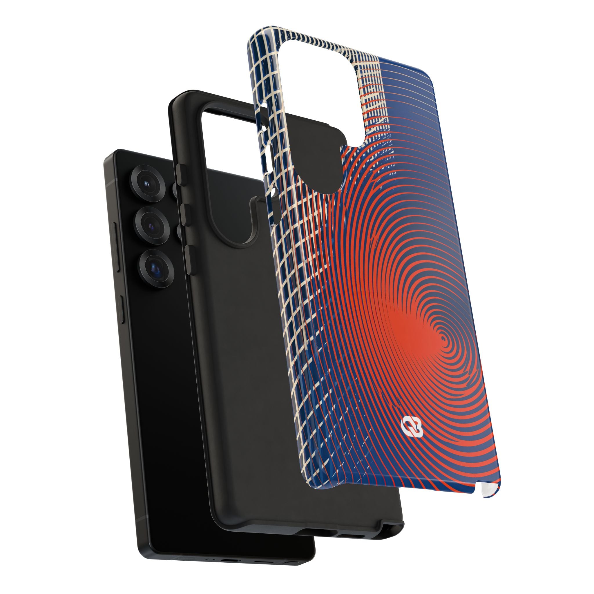 Blue Tough Phone Case for Samsung - Orange Orbit Grid
