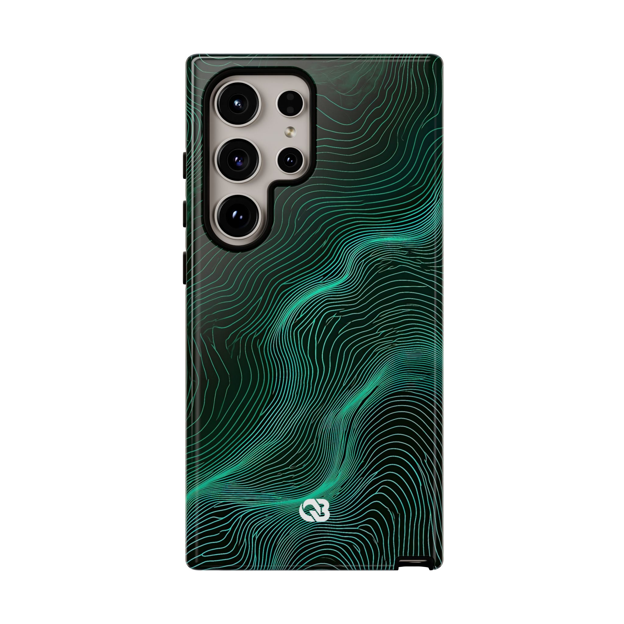 Teal Tough Phone Case for Samsung - Neon Jade Contour