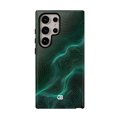 Teal Tough Phone Case for Samsung - Neon Jade Contour
