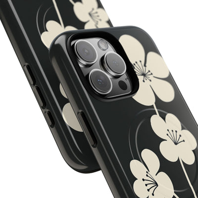 Black Tough 2.0 Magsafe Phone Case for iPhone - Obsidian Cream Bloom