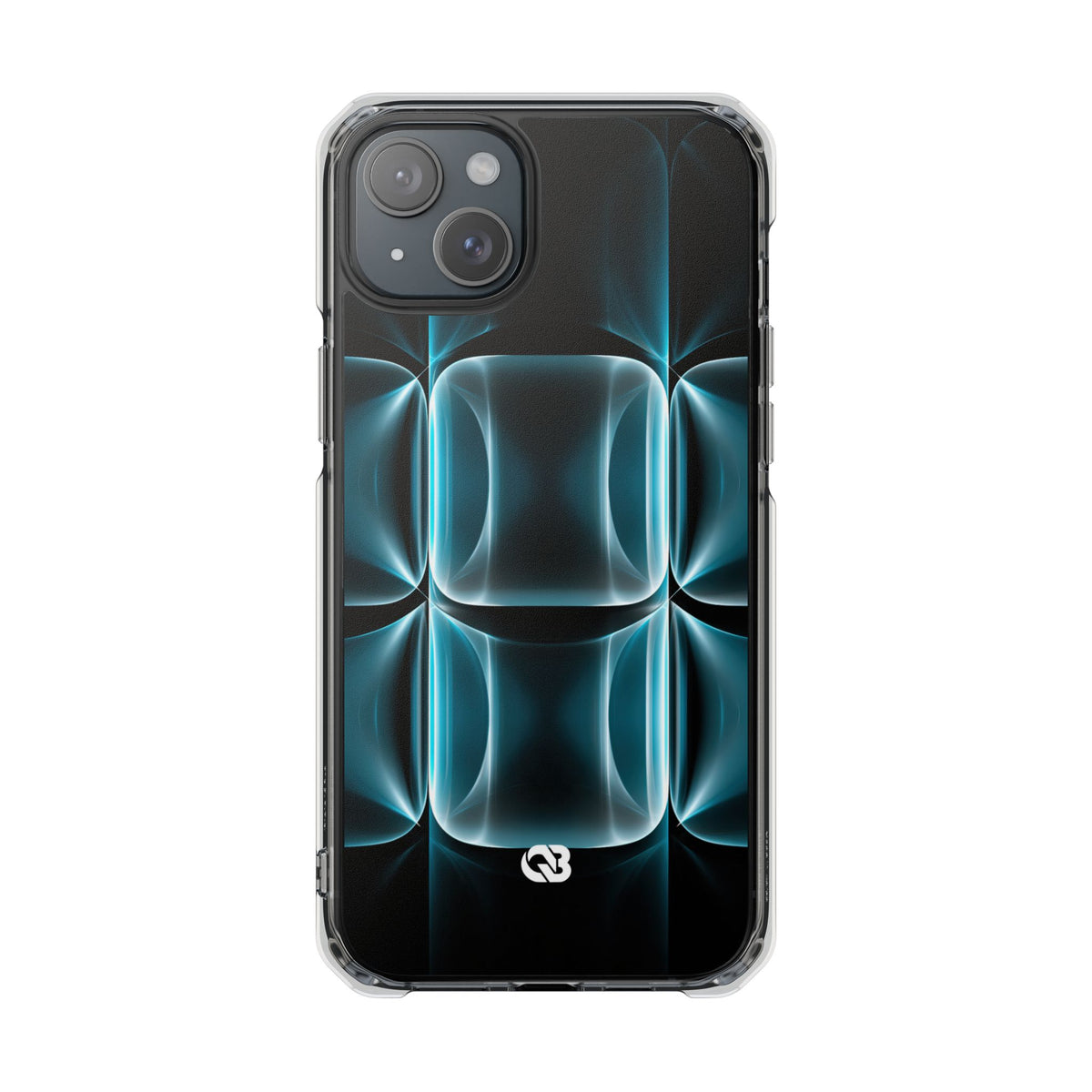 Translucent Cyber Grid · Clear Impact Magnetic Phone Case for iPhone ·  Teal