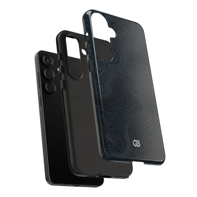 Black Tough Phone Case for Samsung - Obsidian Ridge Topo