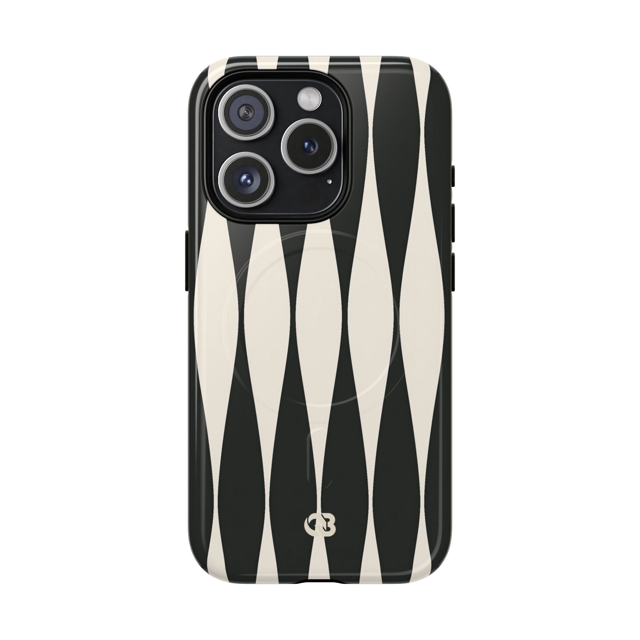 Black Tough 2.0 Magsafe Phone Case for iPhone - Ivory Spindle Grid