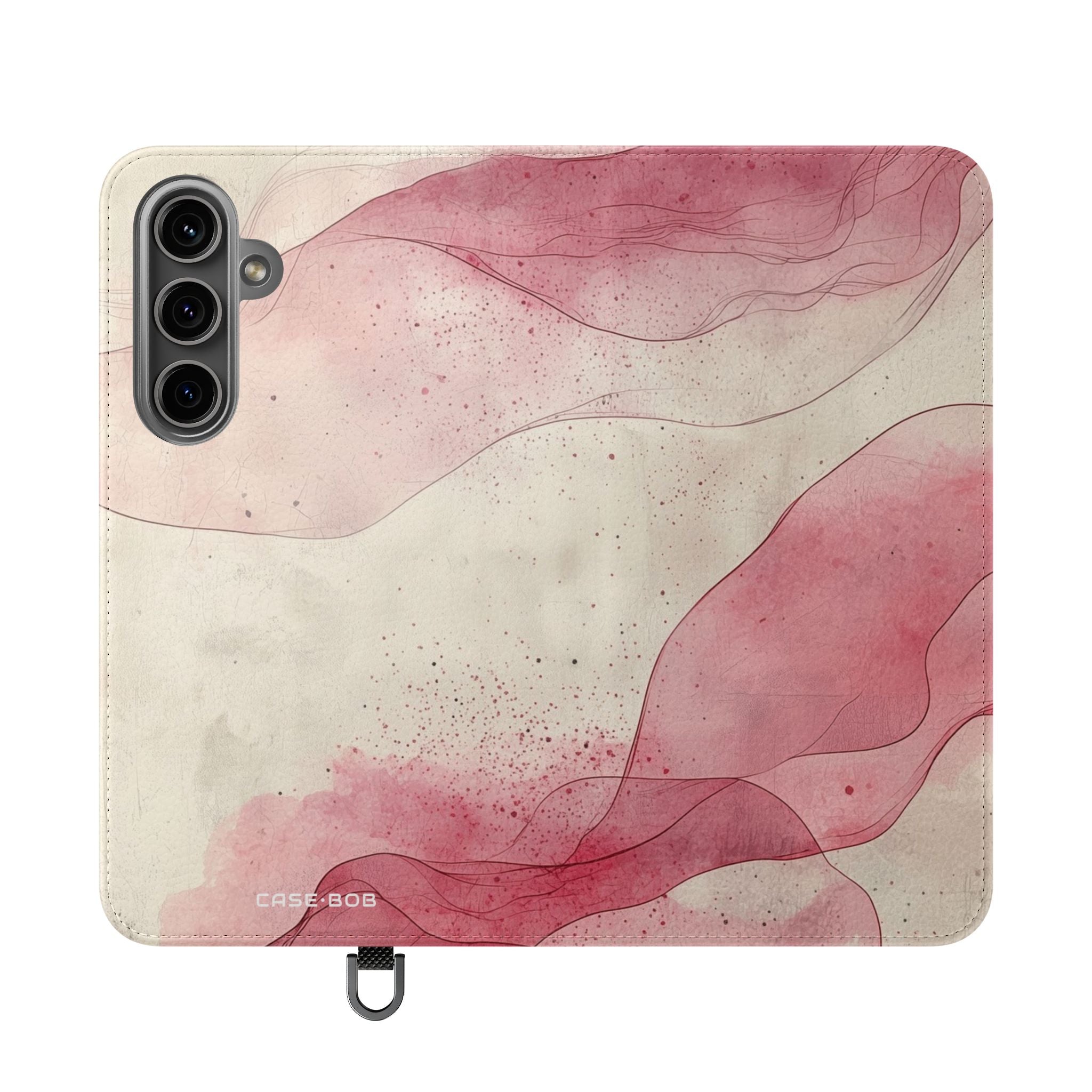 Crimson Ribbon Waves - Samsung S24 Plus Case - Wallet