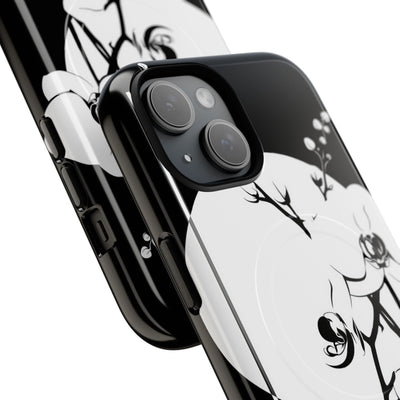 Black Tough 2.0 Magsafe Phone Case for iPhone - Lunar Orchid Grid
