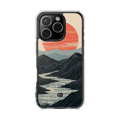Beige Impact MagSafe Phone Case for iPhone - Crimson Ridge Flow