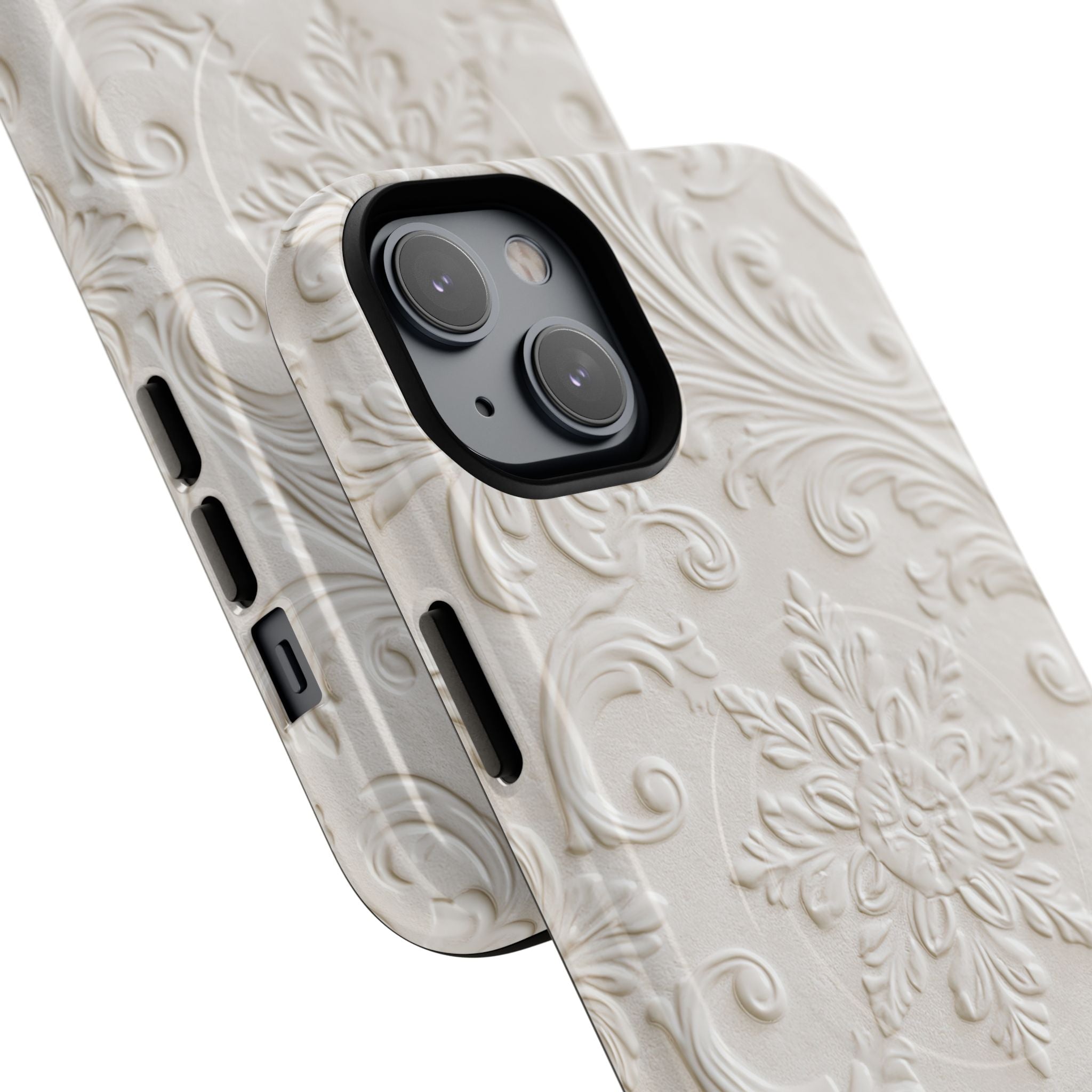 White Tough 2.0 Magsafe Phone Case for iPhone - Alabaster Floral Relief