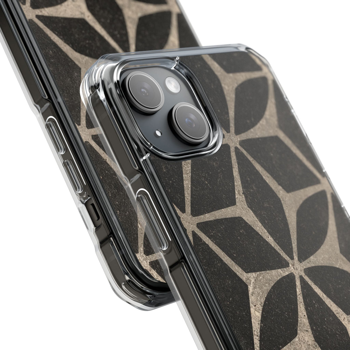 Concrete Mosaic Star · Clear Impact Magnetic Phone Case for iPhone · Black