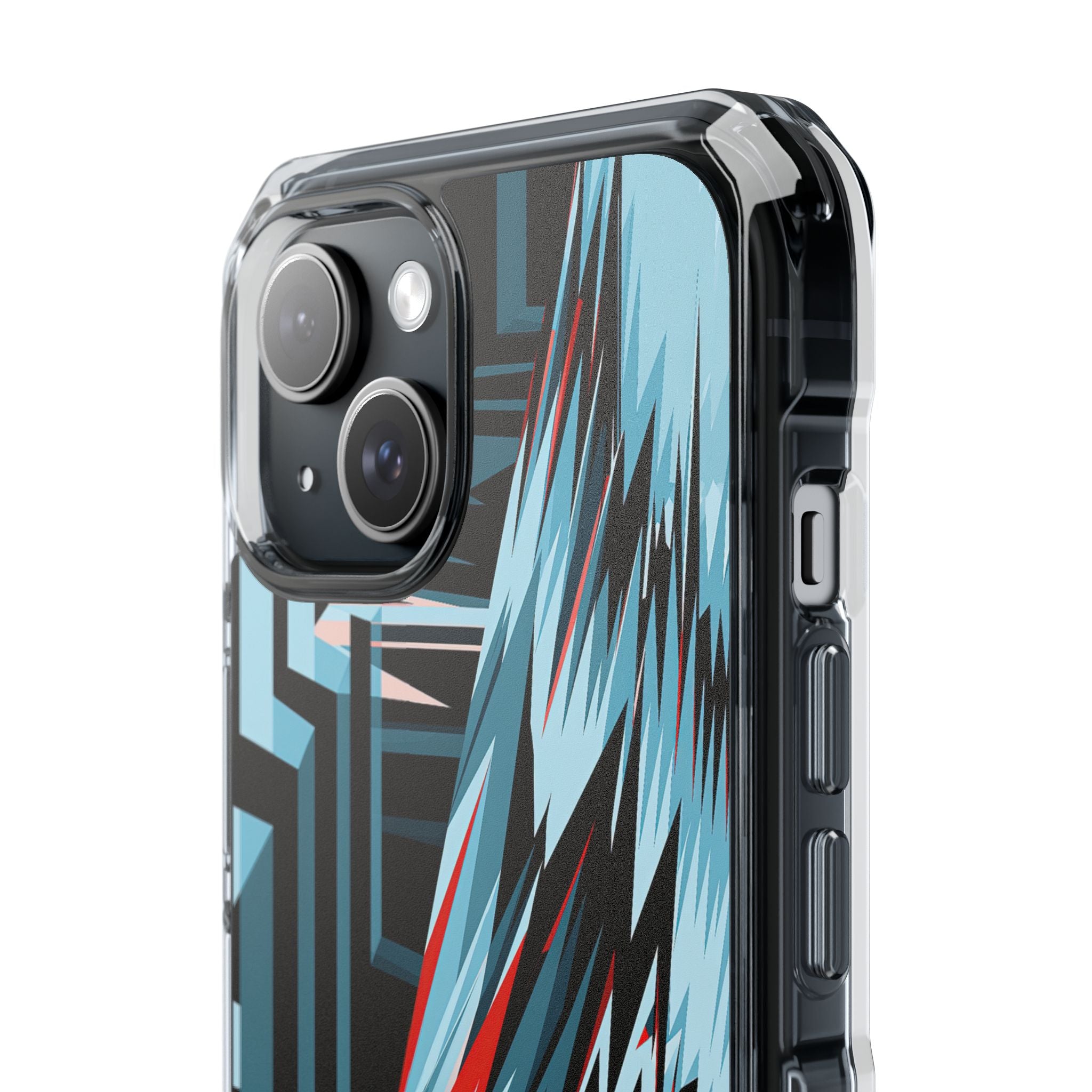 Blue Impact MagSafe Phone Case for iPhone - Glitch Peak Cyan