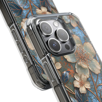 Gilded Blossom Reverie · Clear Impact Magnetic Phone Case for iPhone · Teal