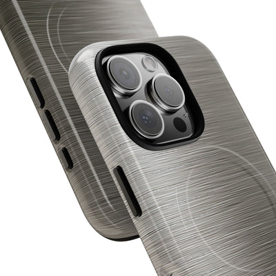Grey Tough 2.0 Magsafe Phone Case for iPhone - Brushed Industrial Steel