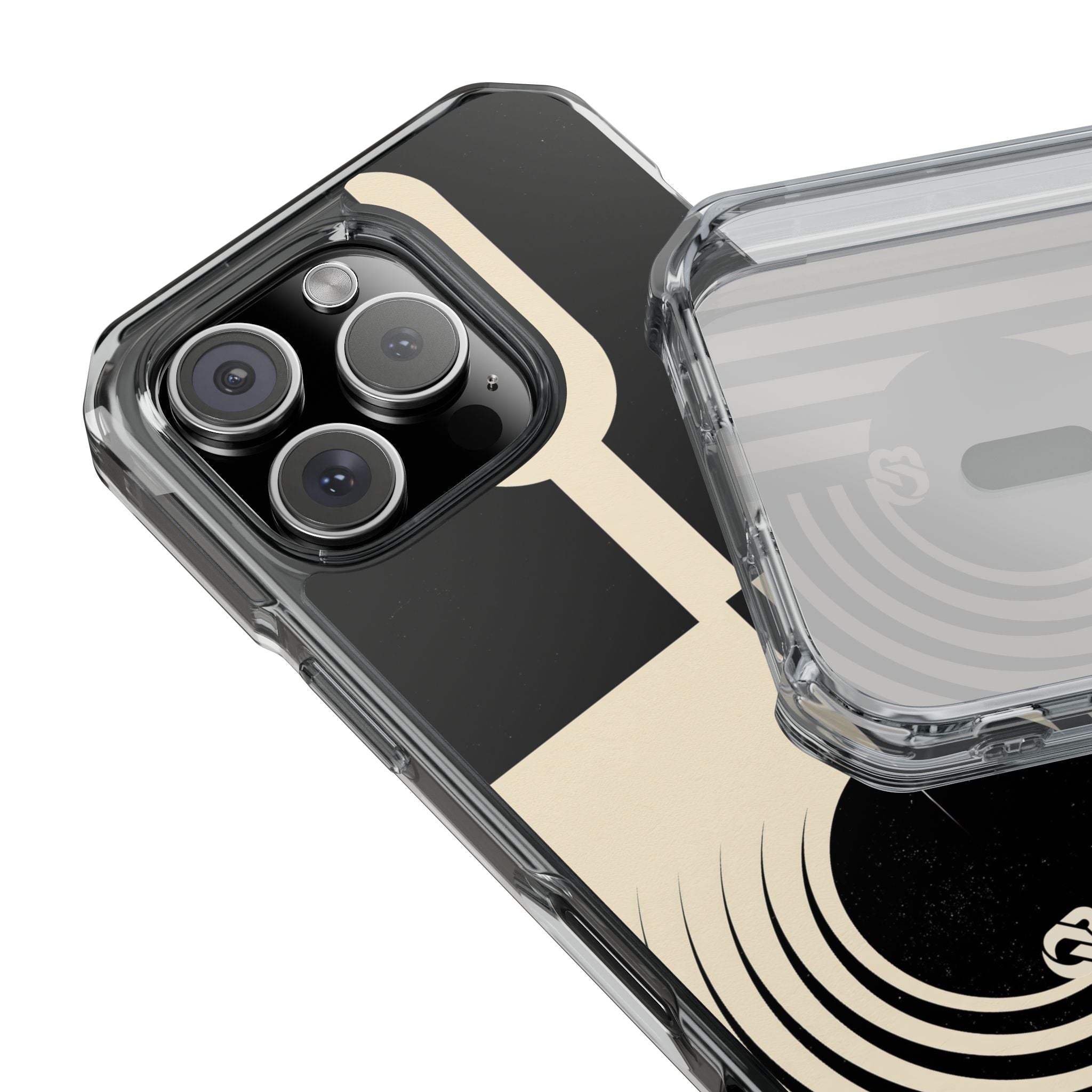 Black Impact MagSafe Phone Case for iPhone - Ivory Signal Grid