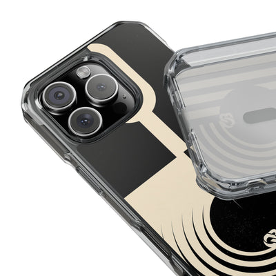 Black Impact MagSafe Phone Case for iPhone - Ivory Signal Grid