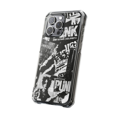 Underground Punk Collage · Clear Impact Magnetic Phone Case for iPhone · Black