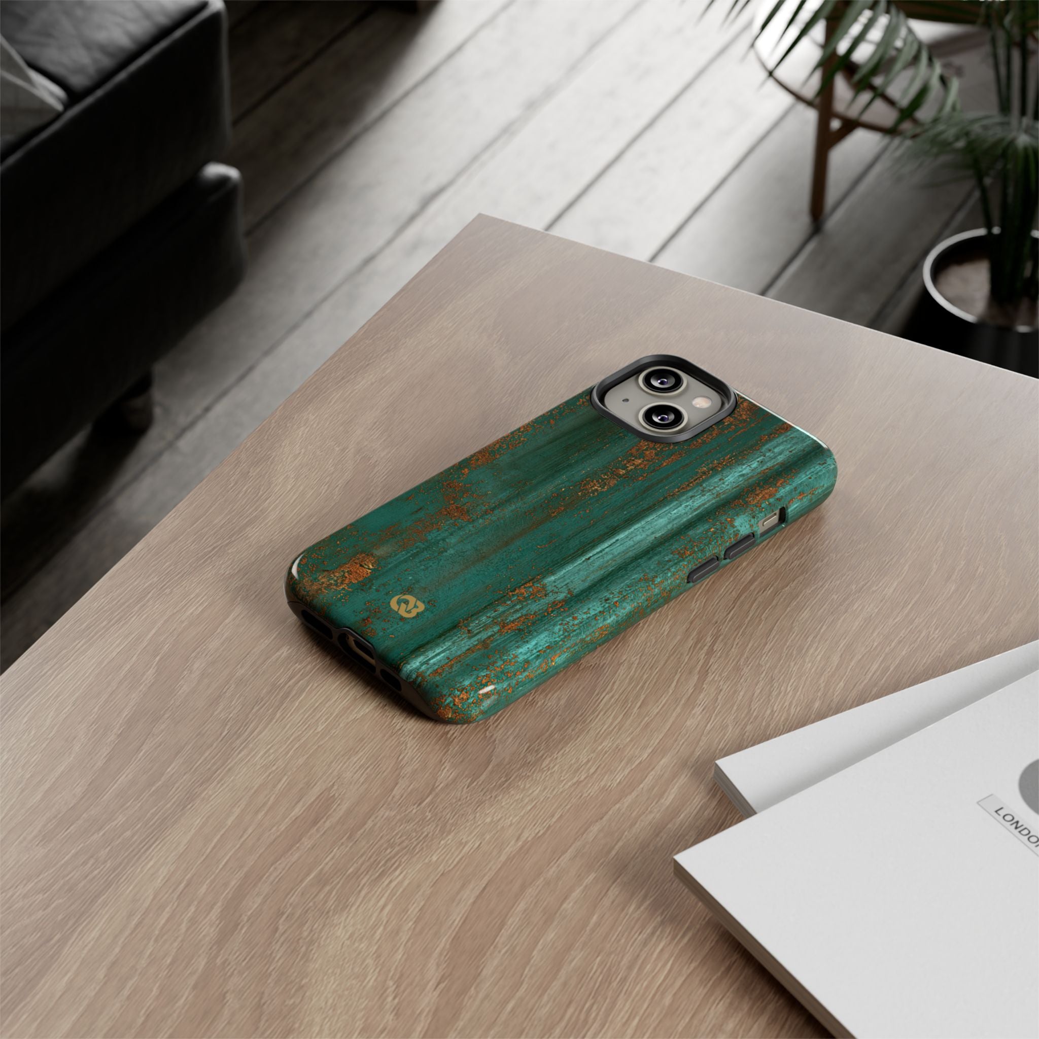 Teal Tough Phone Case for iPhone - Verdigris Copper Siding