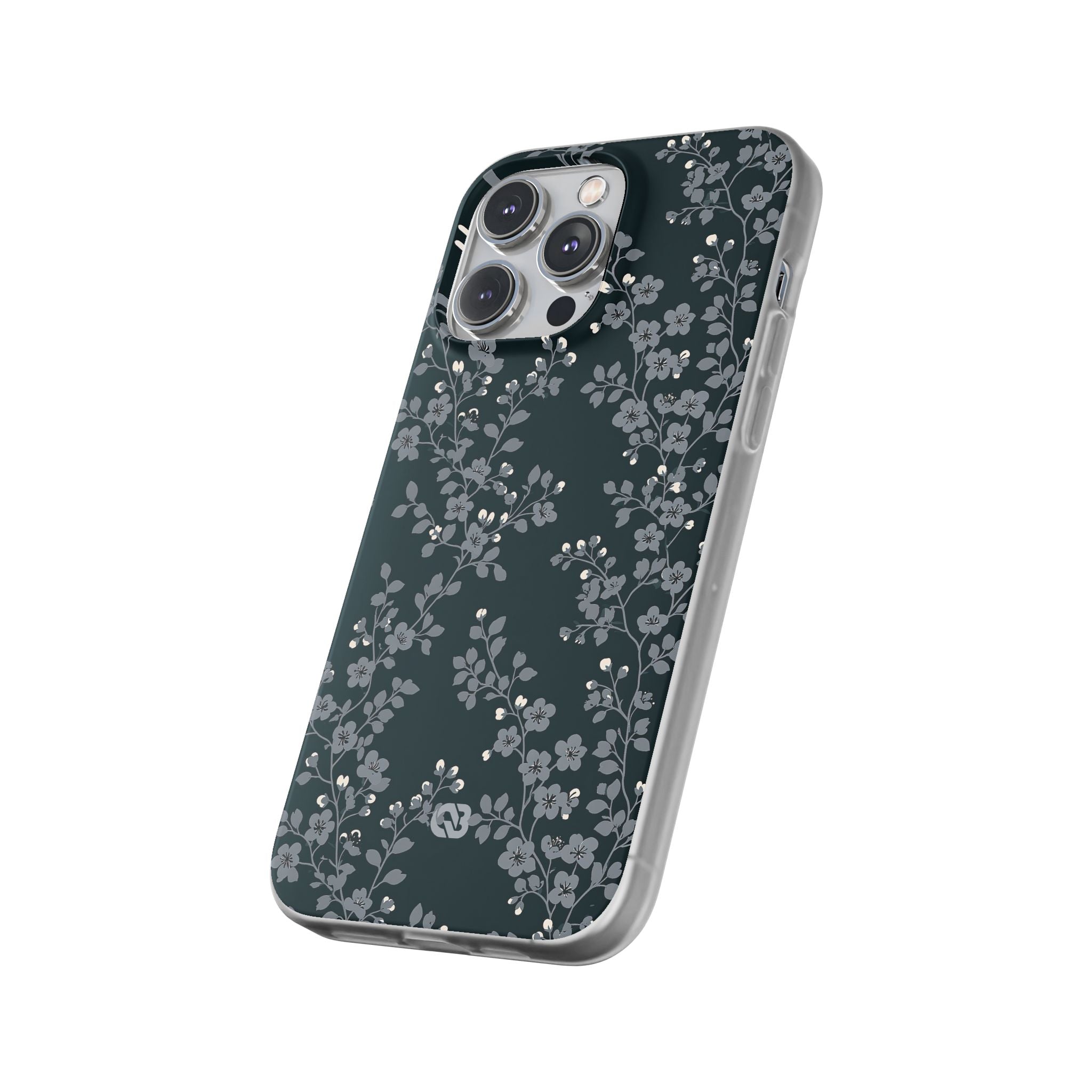 Black Lite Phone Case for iPhone - Midnight Slate Blossom