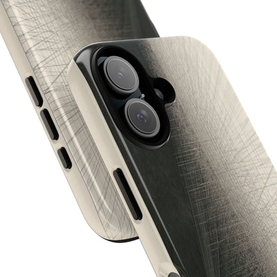 Beige Tough Phone Case for iPhone - Brutalist Graphite Grid