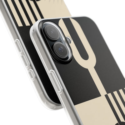 Black Lite Phone Case for iPhone - Ivory Signal Grid