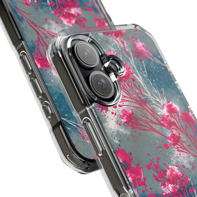 Cyber Blossom · Clear Impact Magnetic Phone Case for iPhone · Teal