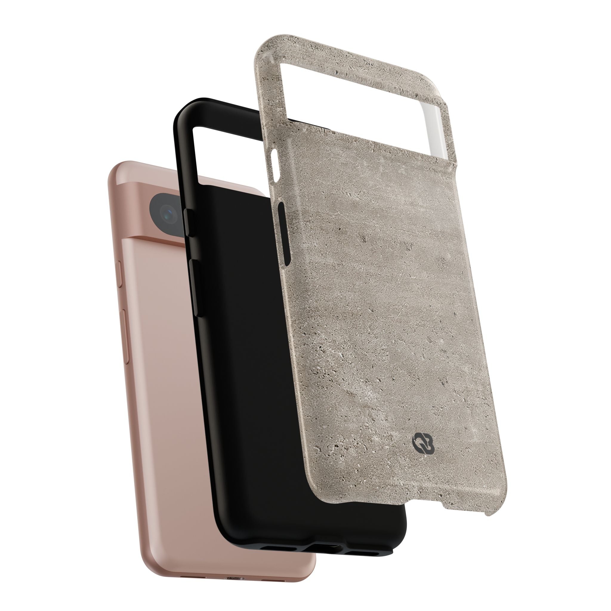 Grey Tough Phone Case for Google Pixel - Brutalist Stone Grit