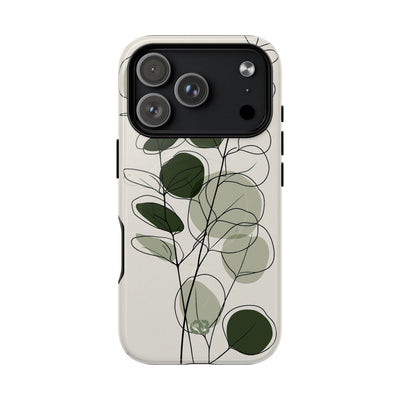 Green Tough 2.0 Magsafe Phone Case for iPhone - Muted Eucalyptus Sketch
