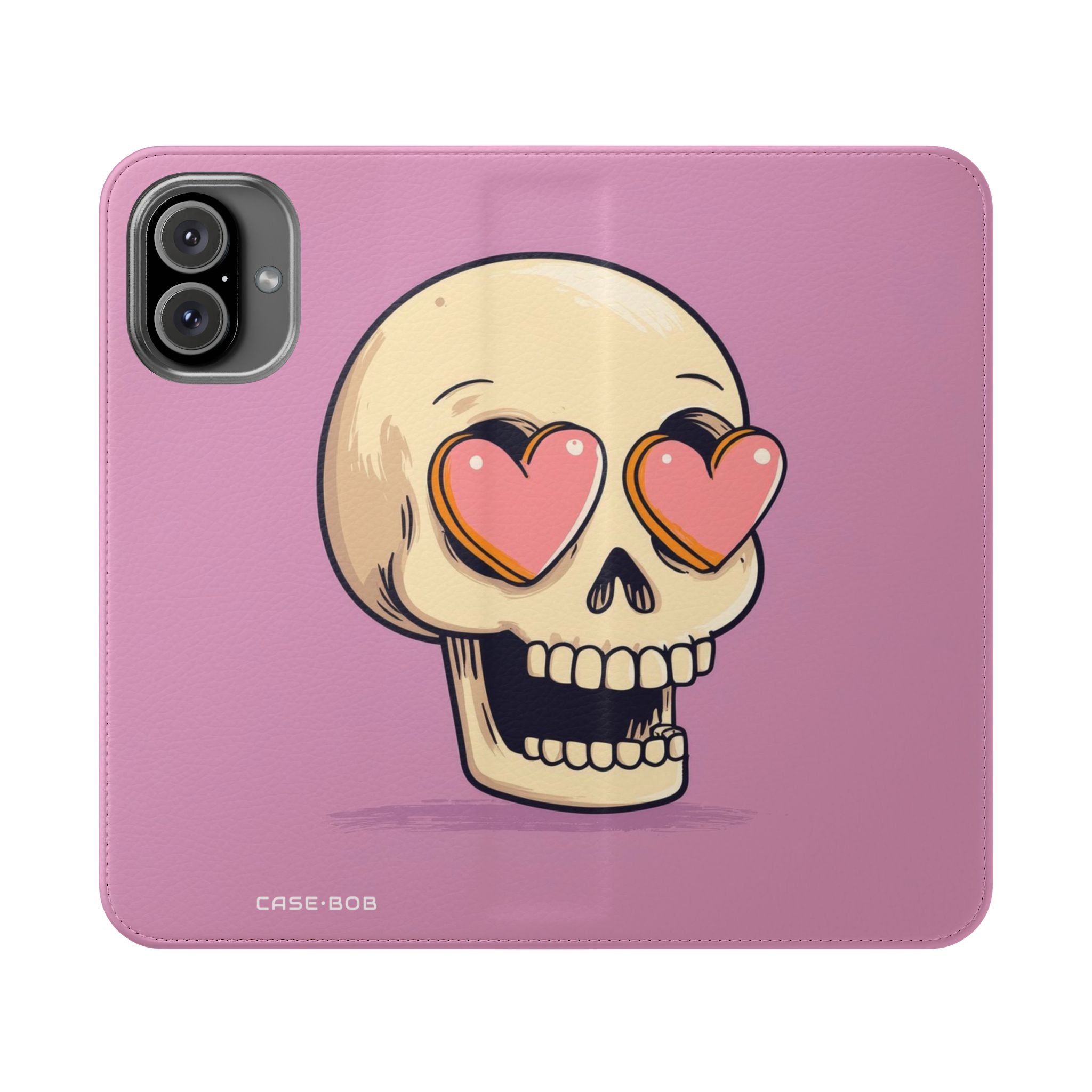 Heart Eyes Skull - iPhone 16 Plus Case - Wallet