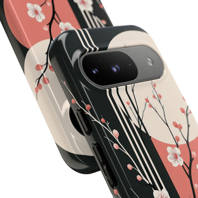 Black Tough Phone Case for Google Pixel - Kyoto Midnight Blossom