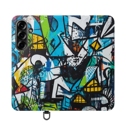 Bold Shapes Blue - Samsung S25 Case - Wallet