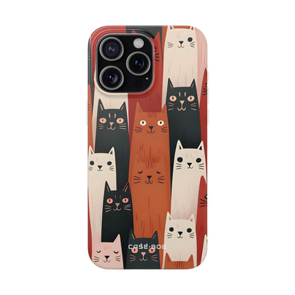 Elongated Cats Black iPhone 15 Pro Max Case - Soft