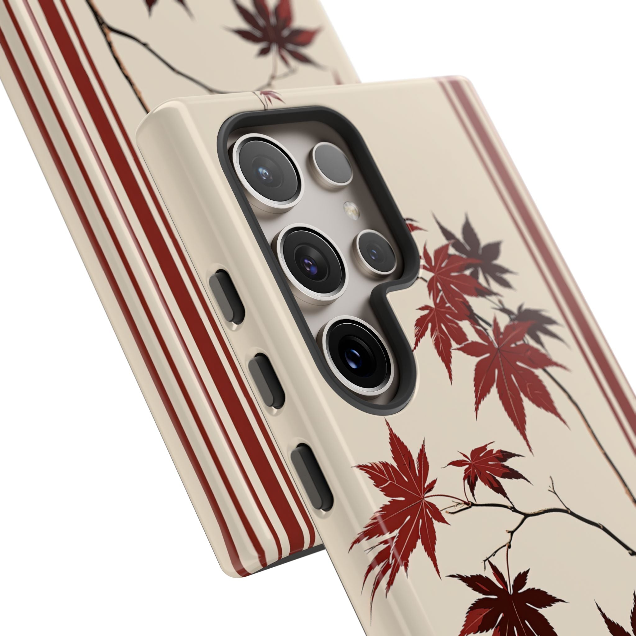 Red Tough Phone Case for Samsung - Crimson Momiji Stripe