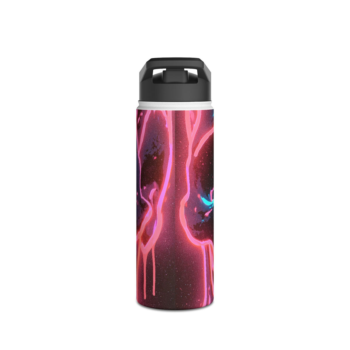 Neon Drip Skull · Insulated Water Bottle · Black