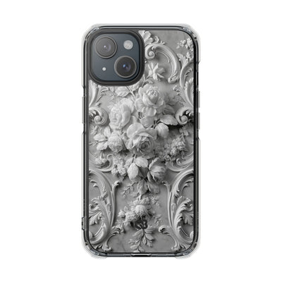 Rococo Marble Rose · Clear Impact Magnetic Phone Case for iPhone · White