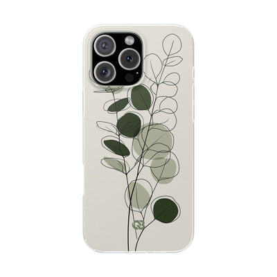 Green Lite Phone Case for iPhone - Muted Eucalyptus Sketch