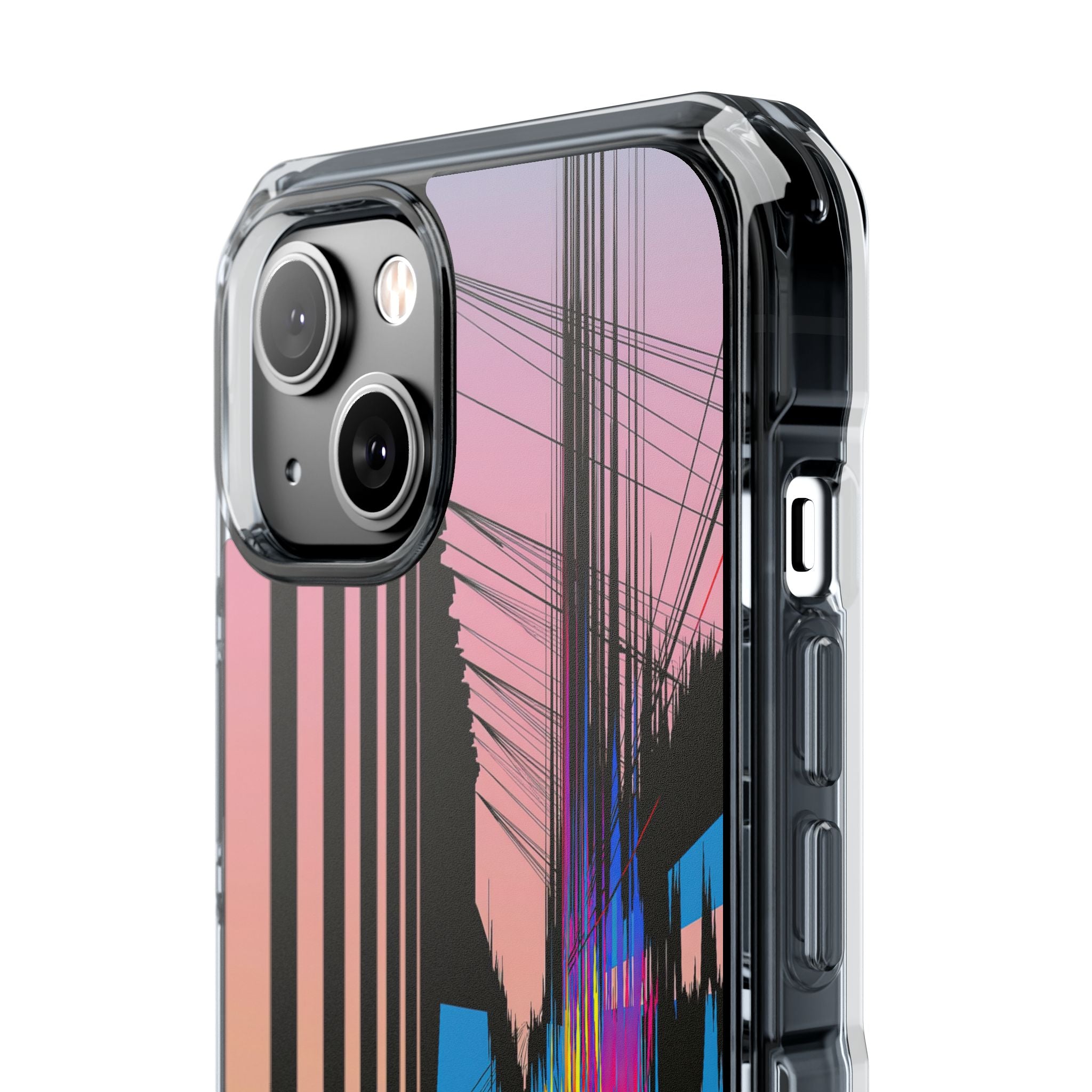 Blue Impact MagSafe Phone Case for iPhone - Fractured Data Skyline