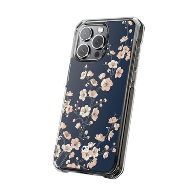 Midnight Plum Blossom · Clear Impact Magnetic Phone Case for iPhone ·  Blue