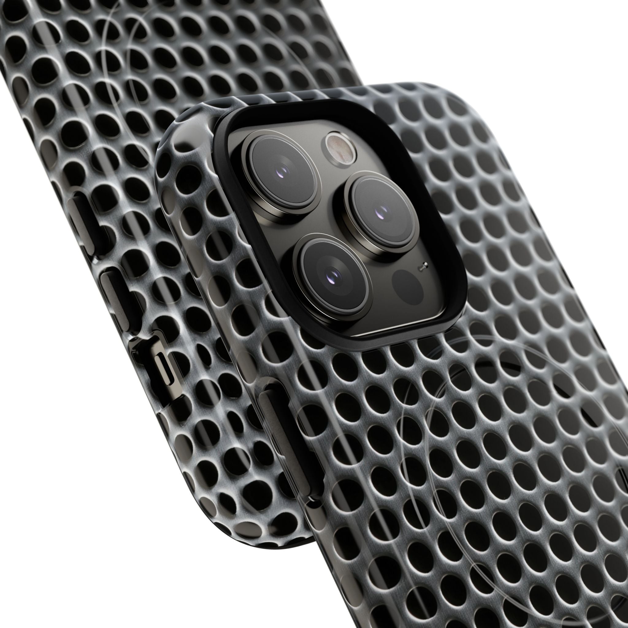 Silver Tough 2.0 Magsafe Phone Case for iPhone - Brutalist Steel Mesh