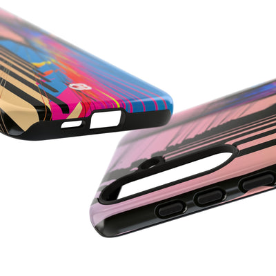 Blue Tough Phone Case for Samsung - Fractured Data Skyline