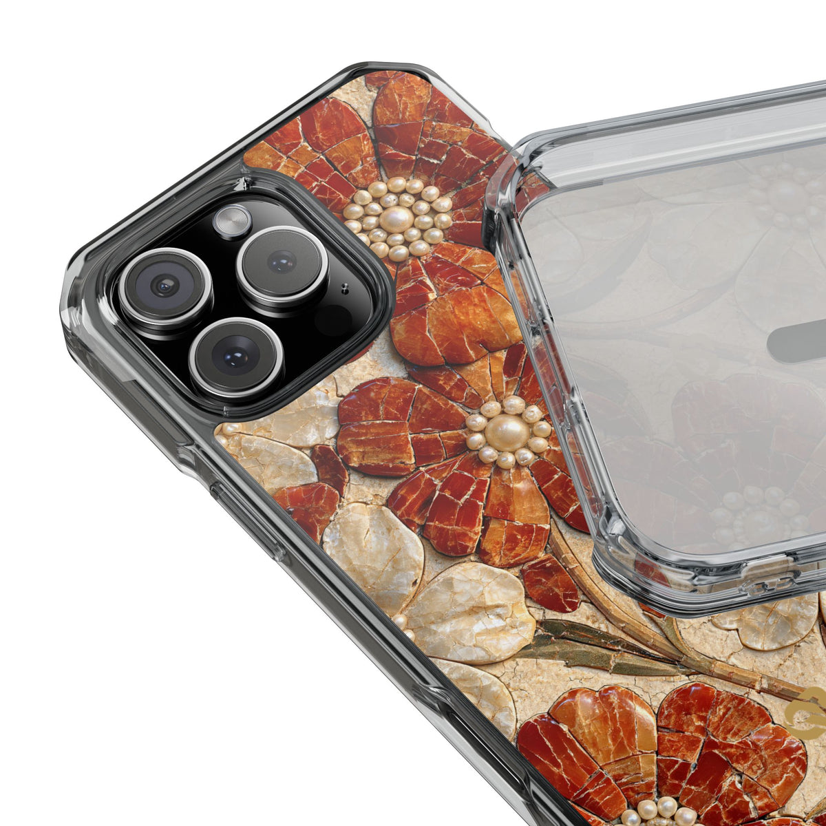 Carnelian Pearl Bloom · Clear Impact Magnetic Phone Case for iPhone · Orange