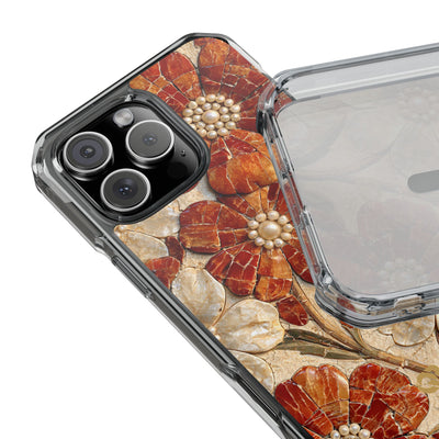 Carnelian Pearl Bloom · Clear Impact Magnetic Phone Case for iPhone · Orange